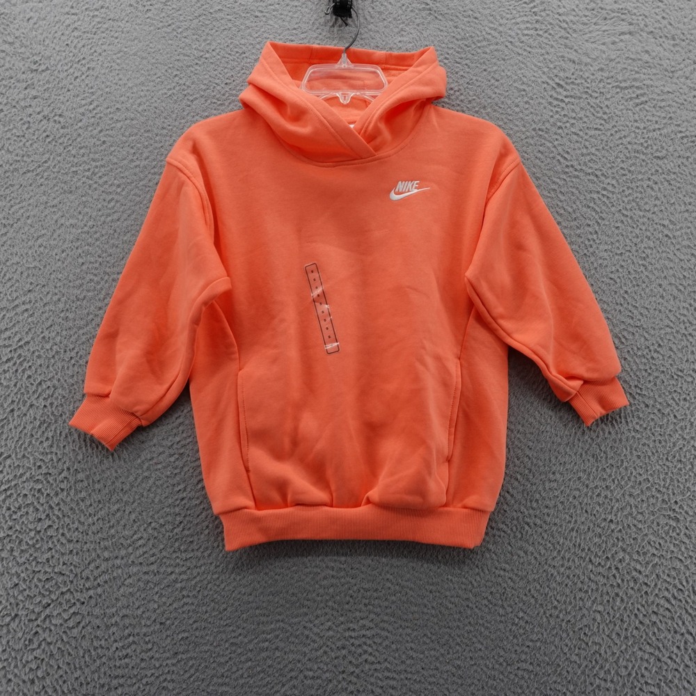 Nike Kids Orange Pullover Hoodie Size S Cotton Blend Athletic Sweatshirt NEW